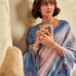 Anaita Blue Printed Handloom Khadi Silk Silk Saree With Blouse