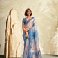 Anaita Blue Printed Handloom Khadi Silk Silk Saree With Blouse