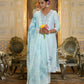 Vaasva Women's Blue Linen Suit Set With Printed Dupatta | Swadesiicart