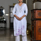 Vaasva Women's Lilac Linen Suit Set With Printed Dupatta | Swadesiicart