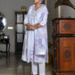 Vaasva Women's Lilac Linen Suit Set With Printed Dupatta | Swadesiicart