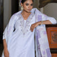 Vaasva Women's Lilac Linen Suit Set With Printed Dupatta | Swadesiicart