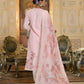 Vaasva Women's Pink Linen Suit Set With Printed Dupatta | Swadesiicart