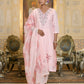Vaasva Women's Pink Linen Suit Set With Printed Dupatta | Swadesiicart
