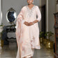 Vaasva Women's Peach Linen Suit Set With Printed Dupatta | Swadesiicart
