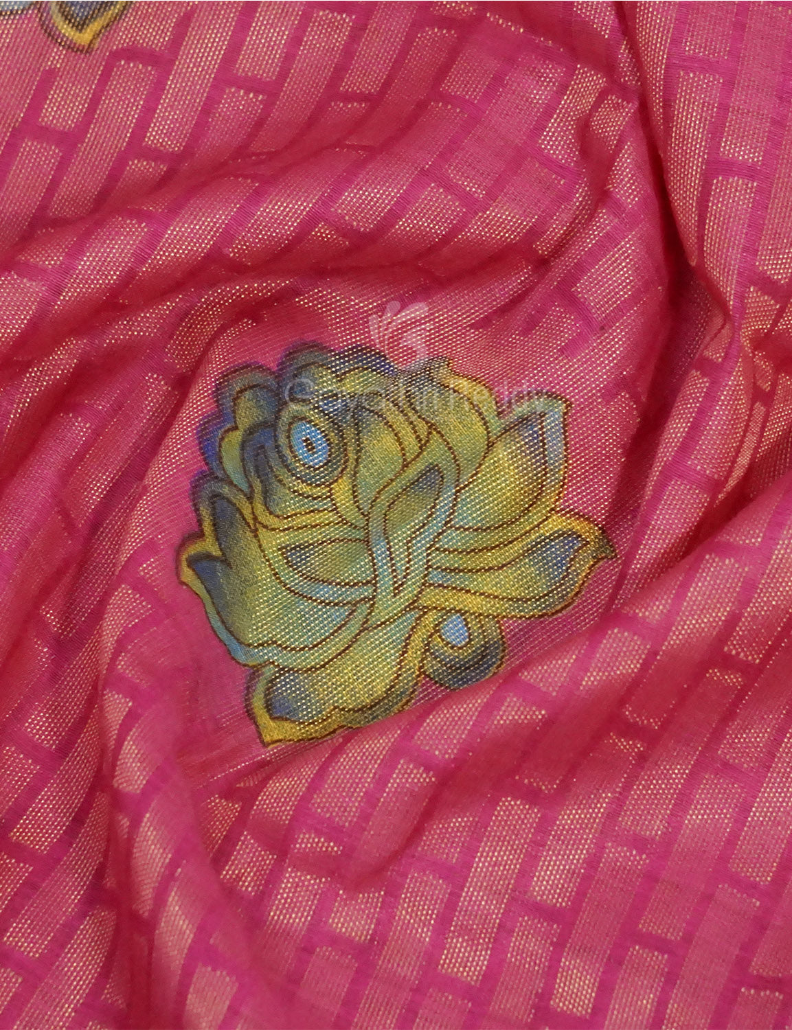 Rose Pink Printed Cotton Brasso Saree By Gayathri Reddy Designer Studio | Swadesiicart