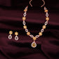 Tehzeeb Creations Elegant Yellow Polished American Diamond (Ad) Studded Necklace And Earring Set For Women - Swadesiicart