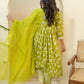 Vaasva Women Green Cotton Kurta With Cotton Pant & Dupatta | Swadesiicart