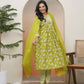 Vaasva Women Green Cotton Kurta With Cotton Pant & Dupatta | Swadesiicart