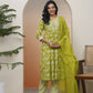 Vaasva Women Green Cotton Kurta With Cotton Pant & Dupatta | Swadesiicart