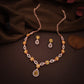 Tehzeeb Creations Elegant Yellow Polished American Diamond (Ad) Studded Necklace And Earring Set For Women - Swadesiicart