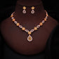 Tehzeeb Creations Elegant Yellow Polished American Diamond (Ad) Studded Necklace And Earring Set For Women - Swadesiicart