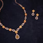 Tehzeeb Creations Elegant Yellow Polished American Diamond (Ad) Studded Necklace And Earring Set For Women - Swadesiicart