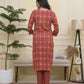 Vaasva Women Maroon Cotton Kurta With Cotton Pant & Dupatta | Swadesiicart