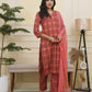 Vaasva Women Maroon Cotton Kurta With Cotton Pant & Dupatta | Swadesiicart