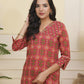 Vaasva Women Maroon Cotton Kurta With Cotton Pant & Dupatta | Swadesiicart