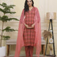 Vaasva Women Maroon Cotton Kurta With Cotton Pant & Dupatta | Swadesiicart