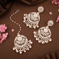 Tehzeeb Creations Gold-Polished Traditional Chandbali Drop Kundan & Pearl Earring With Tikka For Women - Swadesiicart