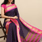 Anouk Navy Blue & Fuchsia Woven Design Pure Silk Banarasi Saree | Swadesiicart