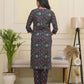 Vaasva Women Navy Cotton Kurta With Cotton Pant & Dupatta | Swadesiicart