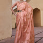 Coral Pink Pure Satin Zari Weaving Wedding Festive Saree - Emponline | Swadesiicart