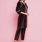 Women Republic Brown Velvet Embellished Co-Ord Set - Swadesiicart