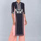 W for Woman Blue & Peach Mandarin Neck kurta