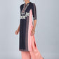 W for Woman Blue & Peach Mandarin Neck kurta
