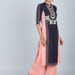 W for Woman Blue & Peach Mandarin Neck kurta