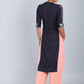 W for Woman Blue & Peach Mandarin Neck kurta