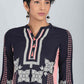 W for Woman Blue & Peach Mandarin Neck kurta
