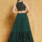 Jyoti Fashion Bottle Green Sequence Embroidery Georgette Designer Lehenga Choli with Dupatta | Swadesiicart