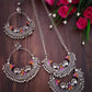 Tehzeeb Creations Women's Silver Colour Oxidised Necklace And Earrings With Peacock Design - Swadesiicart