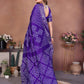 Anaita Blue Handmade Bandhej Viscose Silk Saree With Blouse