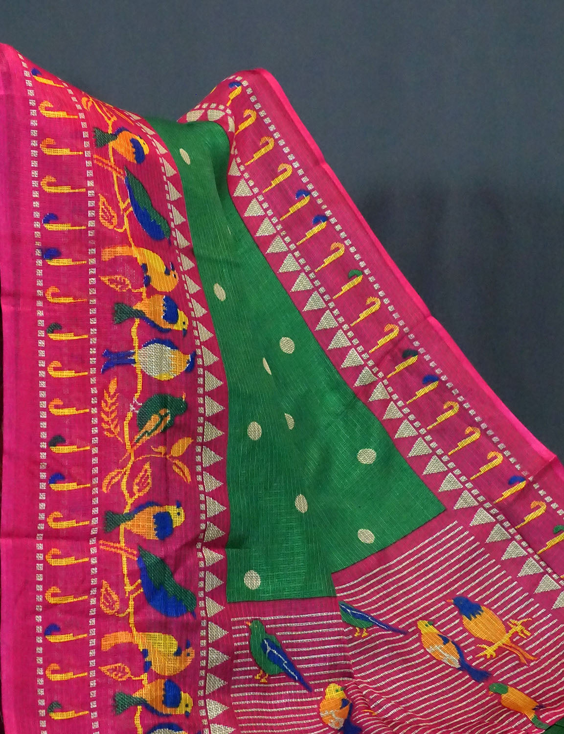 Mango Green Colored with Buttes Semi Silk Kota Saree By Gayathri Reddy Designer Studio | Swadesiicart