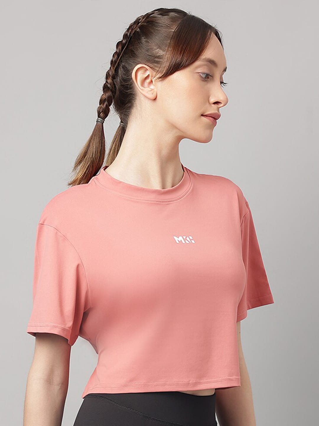 MKH Round Neck Short Sleeves Dri-FIT Yoga Sports Crop T-shirt - Swadesiicart