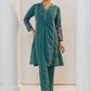 HOUSE OF KARI Floral Embroidered Regular Chikankari Kurta with Trousers | Swadesiicart