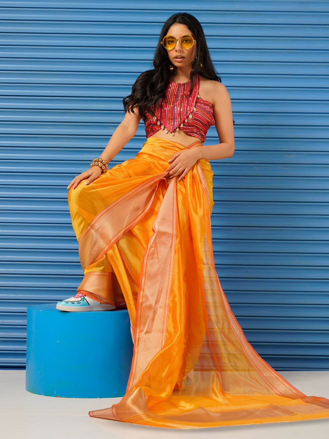 Tikhi Imli Organza Ready to Wear Saree | Swadesiicart