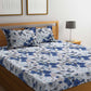 BOMBAY DYEING Blue & White Floral Cotton 144 TC King Bedsheet With 2 Pillow Covers - Swadesiicart