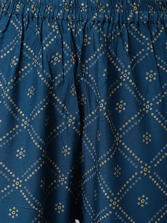 Khushal K Women Blue Ethnic Motifs Empire Kurta with Trousers & With Dupatta - Swadesiicart