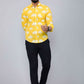 Miravan Men's Yellow and White Floral Printed Full Sleeves Cotton Casual Shirt | Swadesiicart