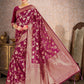 Vardha Plum Purple Woven Banarasi Saree | Swadesiicart