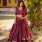Lorenvalley Fashion Rust Chettinad Cotton Chex with Zari Weaving Work Lehenga Choli with Dupatta - Swadesiicart
