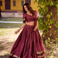 Lorenvalley Fashion Rust Chettinad Cotton Chex with Zari Weaving Work Lehenga Choli with Dupatta - Swadesiicart