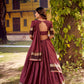 Lorenvalley Fashion Rust Chettinad Cotton Chex with Zari Weaving Work Lehenga Choli with Dupatta - Swadesiicart