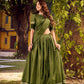 Lorenvalley Fashion Mehendi Chettinad Cotton Chex with Zari Weaving Work Lehenga Choli with Dupatta - Swadesiicart