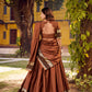 Lorenvalley Fashion Brown Chettinad Cotton Chex with Zari Weaving Work Lehenga Choli with Dupatta - Swadesiicart