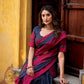 Lorenvalley Fashion Navy Blue Pure Chanderi Thread Work Lehenga Choli with Dupatta - Swadesiicart