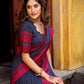 Lorenvalley Fashion Navy Blue Pure Chanderi Thread Work Lehenga Choli with Dupatta - Swadesiicart