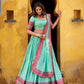 Lorenvalley Fashion Skyblue Pure Chanderi Thread Work Lehenga Choli with Dupatta - Swadesiicart